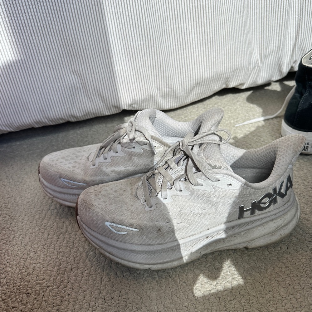 Hoka Light Gray Running Shoes